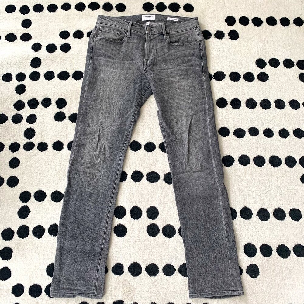Frame Denim Jeans L'Homme Straight Badlands Charcoal Grey Denim